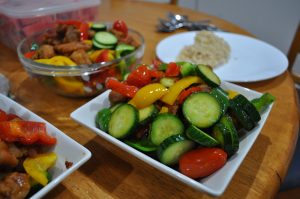 A colourful bowl of sweet sour chicken